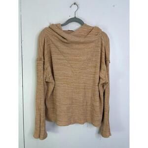Free People Beach Sweater Womens Small Erica Hoodie Cowl Neck Waffle Knit Boho